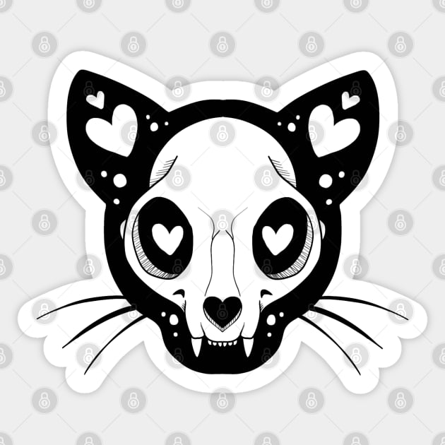 Skull kitty Sticker by Jurassic Ink